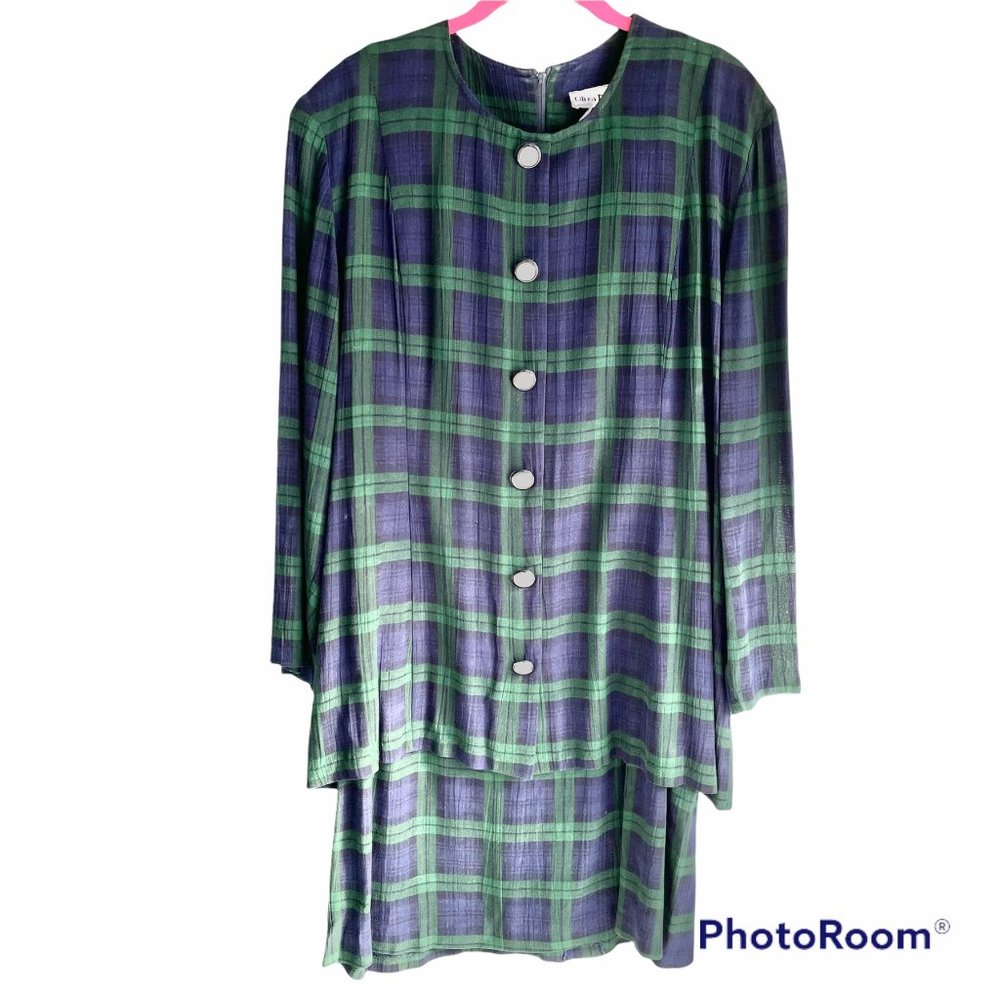 VINTAGE ULTRA DRESS New‎ York Vintage Tartan Women's Petite Dress, 14P